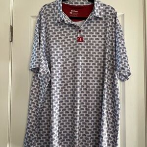 Bogey Bros “ASSMAN” Blue and White Patterned Polo Shirt